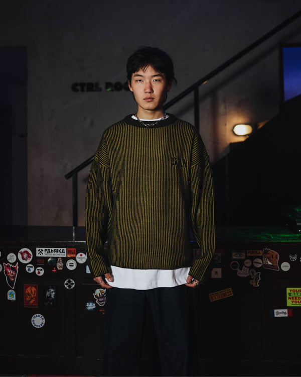 Textured Knit Y-Khaki Sweater