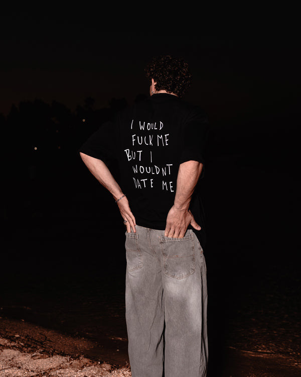 Date Me Black Oversized T-Shirt