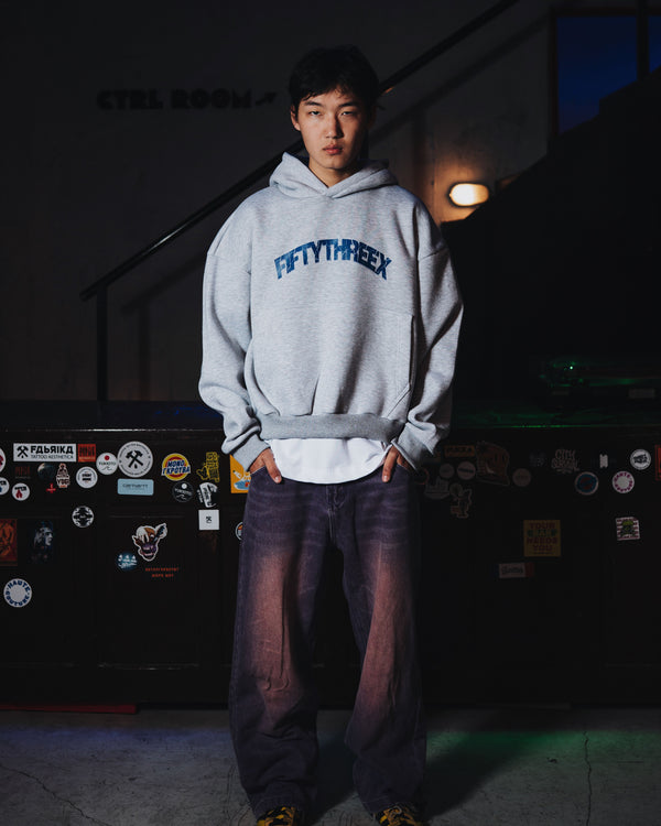 Raw Light Grey Boxy Oversized Hoodie